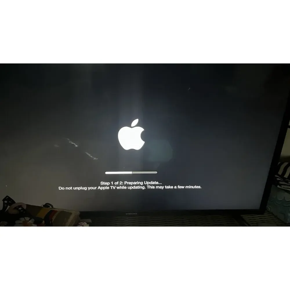 Apple TV 3rd generation HD media, model A1469, with power cable and HDMI cable